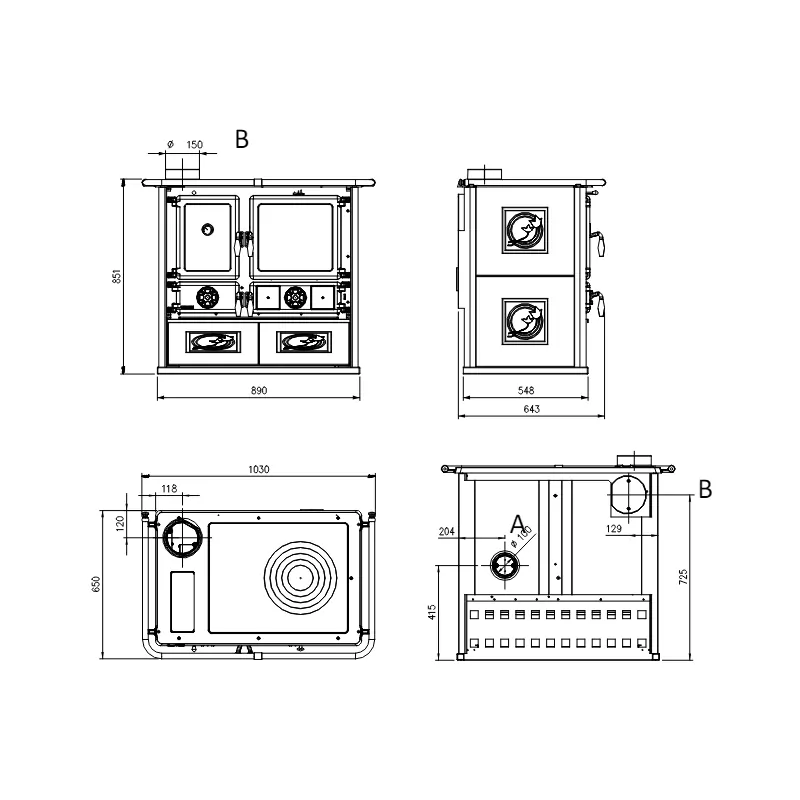 Rosa Sinistra Reverse Holzherd – 9 kW – Bild 4